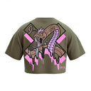 Snake Core Edit Crop Oversize T-shirt - Mud