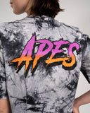 T-shirt Crop Oversize Apes Lab. Tie Dye Black/White