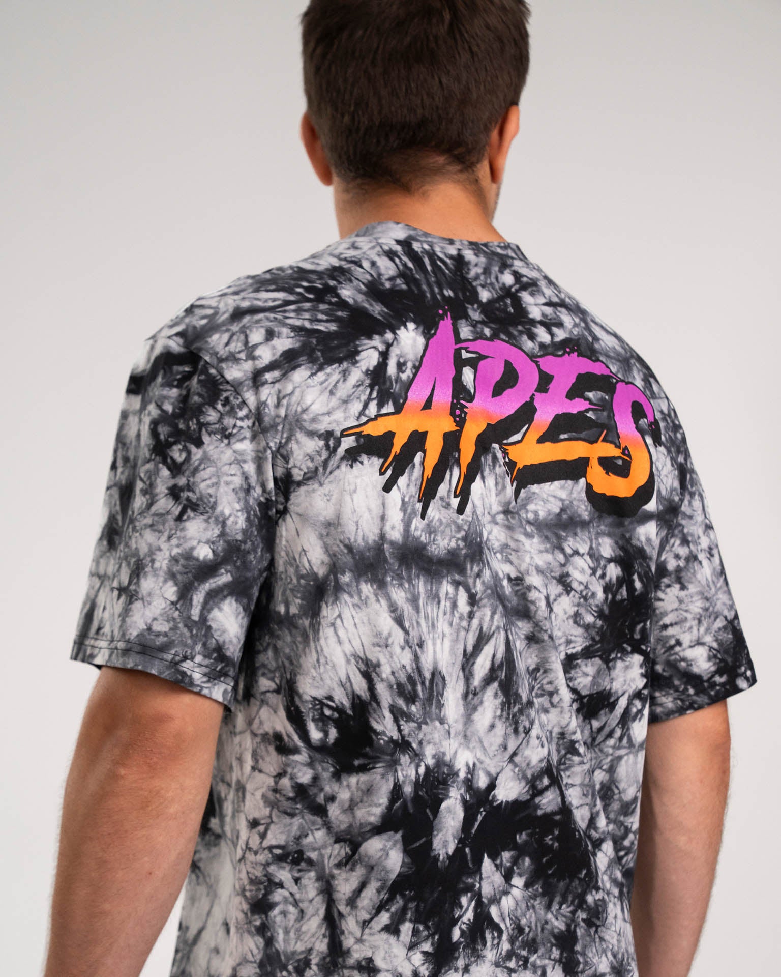 Camiseta de gran tamaño <tc>Apes Lab.</tc> Tie Dye Negro/Blanco