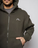 Apes Essentials UNIT Boxy Double Zip Hoodie - Dark Gray