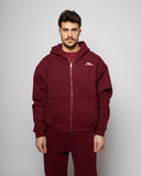 Apes Essentials UNIT Boxy Double Zip Hoodie - Red Velvet