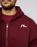Apes Essentials UNIT Boxy Double Zip Hoodie - Red Velvet