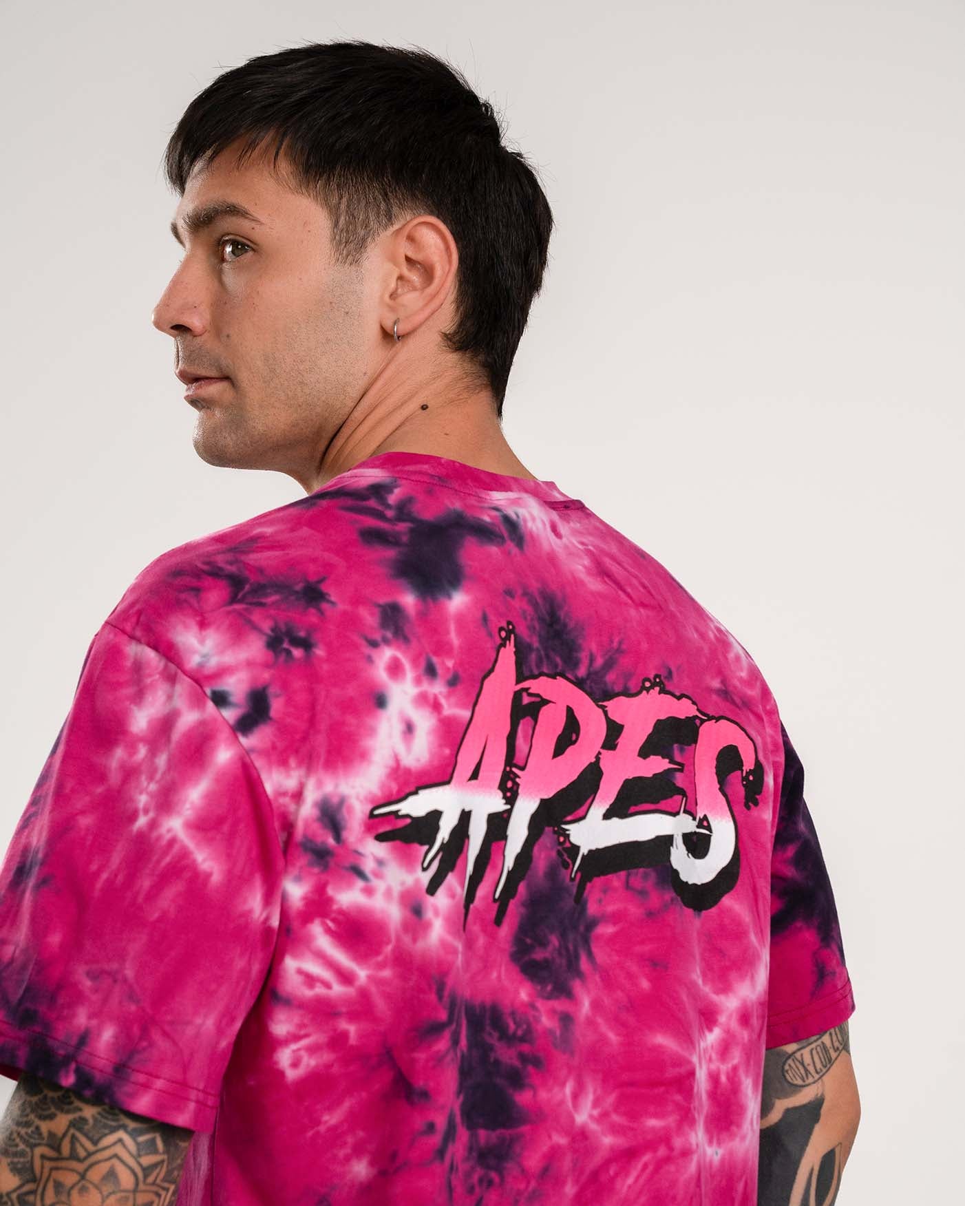 Camiseta de gran tamaño <tc>Apes Lab.</tc> Tie Dye rosa