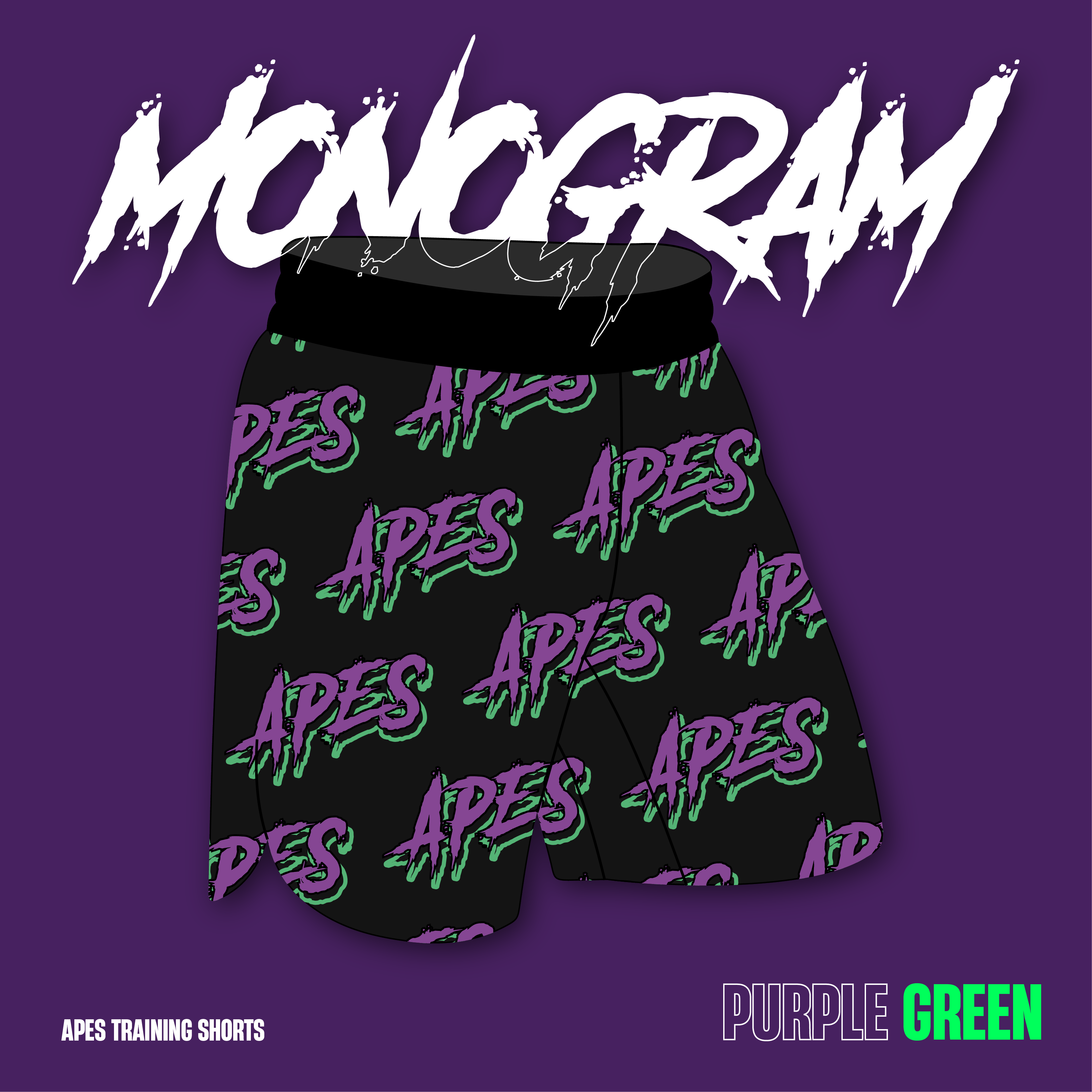 Apes Monogram Shorts - Purple/Green