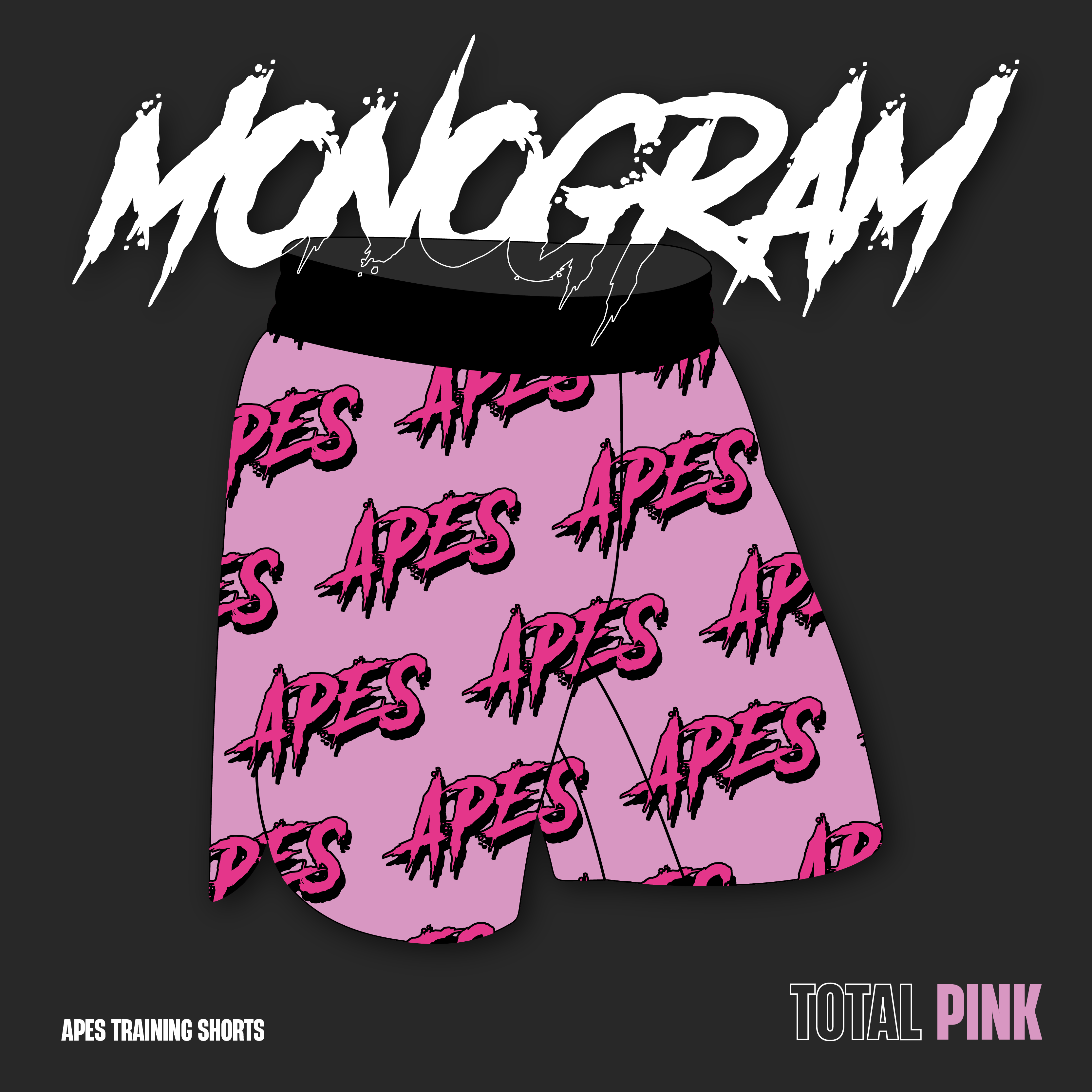 Apes Monogram Shorts - Total Pink