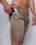 Pantalón corto híbrido 5'' 2 en 1 - Taupe