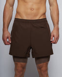 Pantalón Corto Híbrido 5" 2en1 - Marrón Chocolate