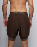 Pantalón Corto Híbrido 5" 2en1 - Marrón Chocolate
