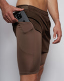 Pantalón Corto Híbrido 5" 2en1 - Marrón Chocolate