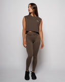 Low Logo Crop Tank - Coffee Bean