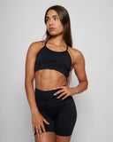 Seamless Cross Bra - Black