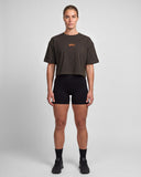 Tiger Core Edit Crop Oversize T-shirt - Dark Brown