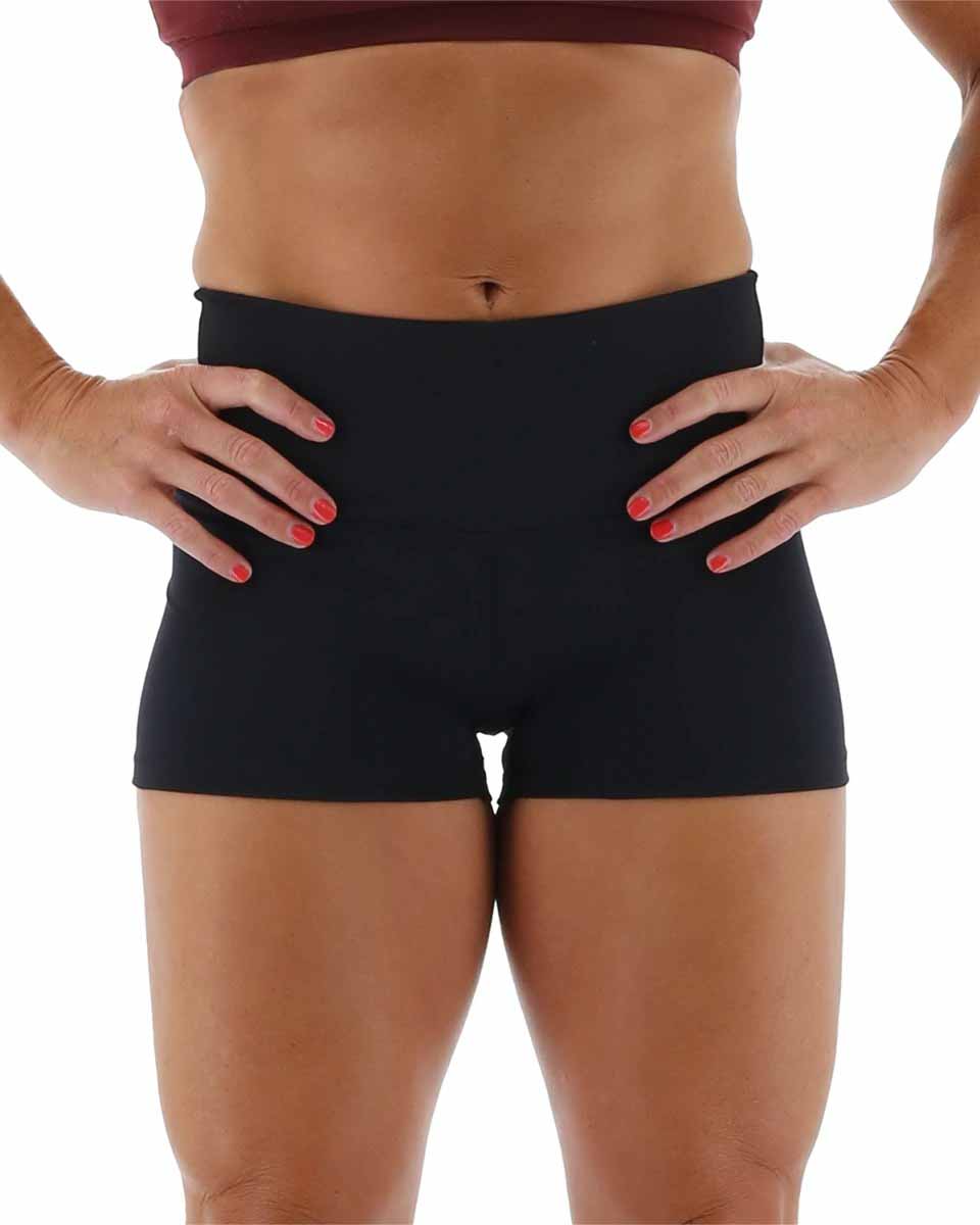 Pantalones cortos Booty Shorts Base Kinetic de talle alto de 2" - Negro
