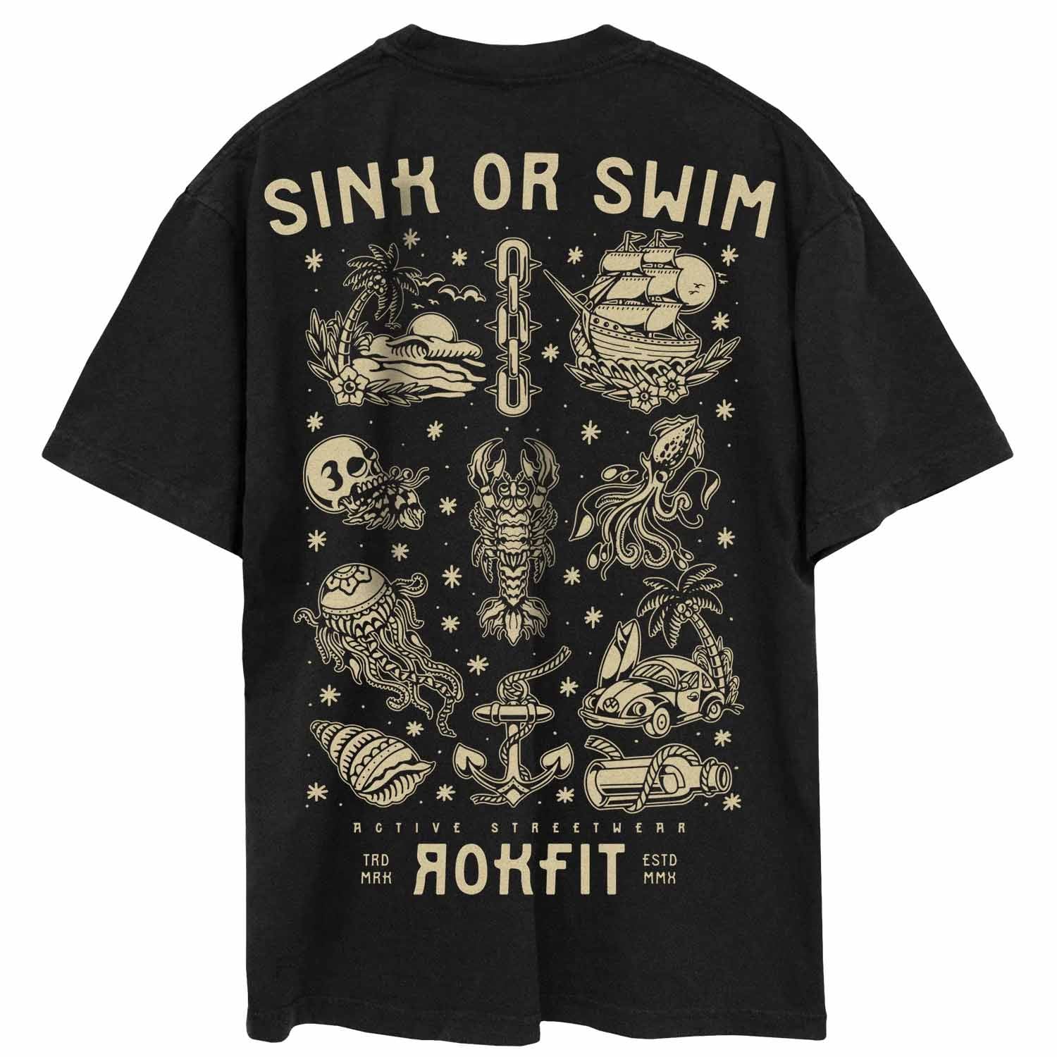 Übergroßes T-Shirt „Sink Or Swim“.