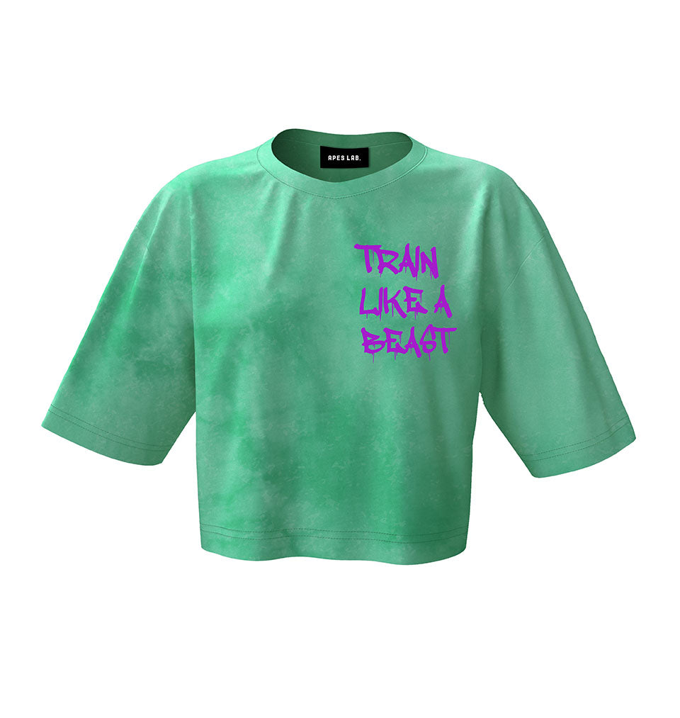 Crop-Oversize-T-Shirt <tc>Apes Lab.</tc> Tie Dye Acid Green