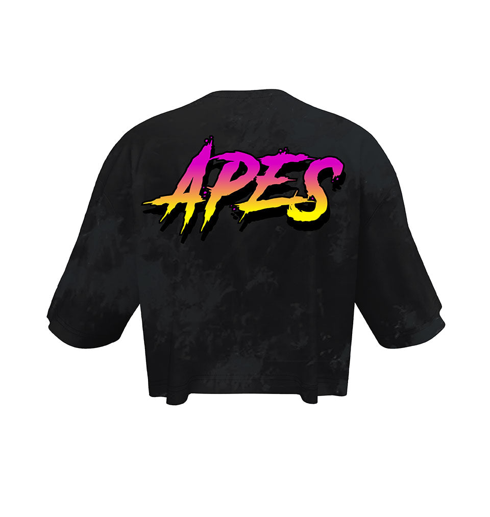 Oversized Crop T-shirt <tc>Apes Lab.</tc> Tie Dye Black