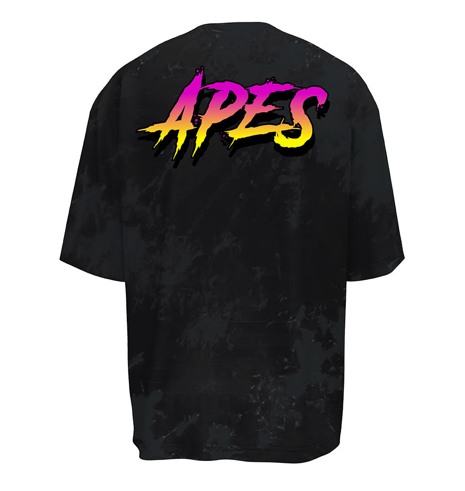 Oversized Apes Lab T-shirt. Tie Dye Black