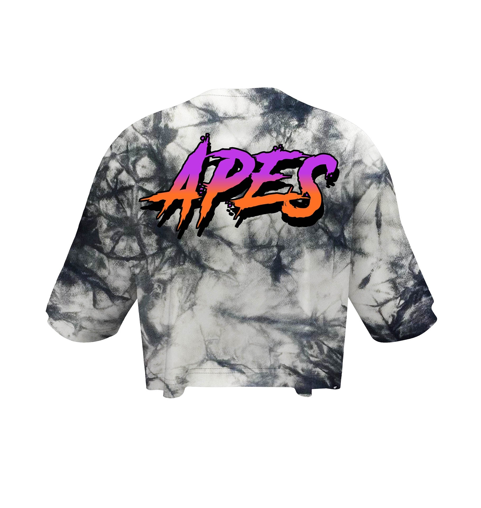 Crop Oversize Apes Lab T-shirt. Tie Dye Black/White