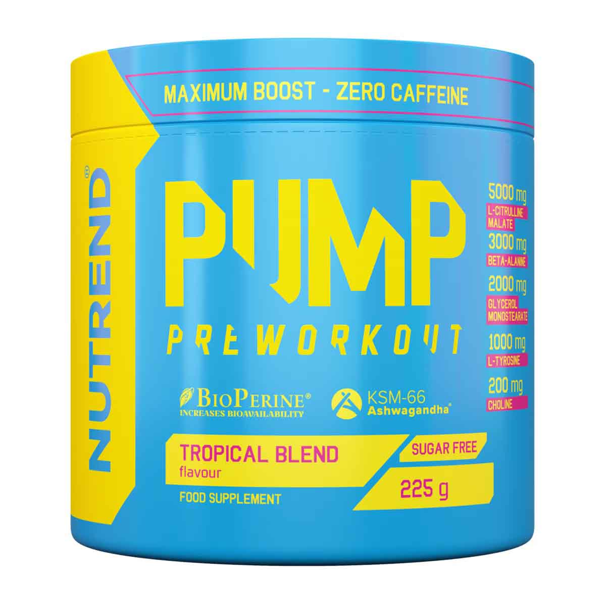 Pump Preworkout Without Caffeine 225 g Tropical Blend