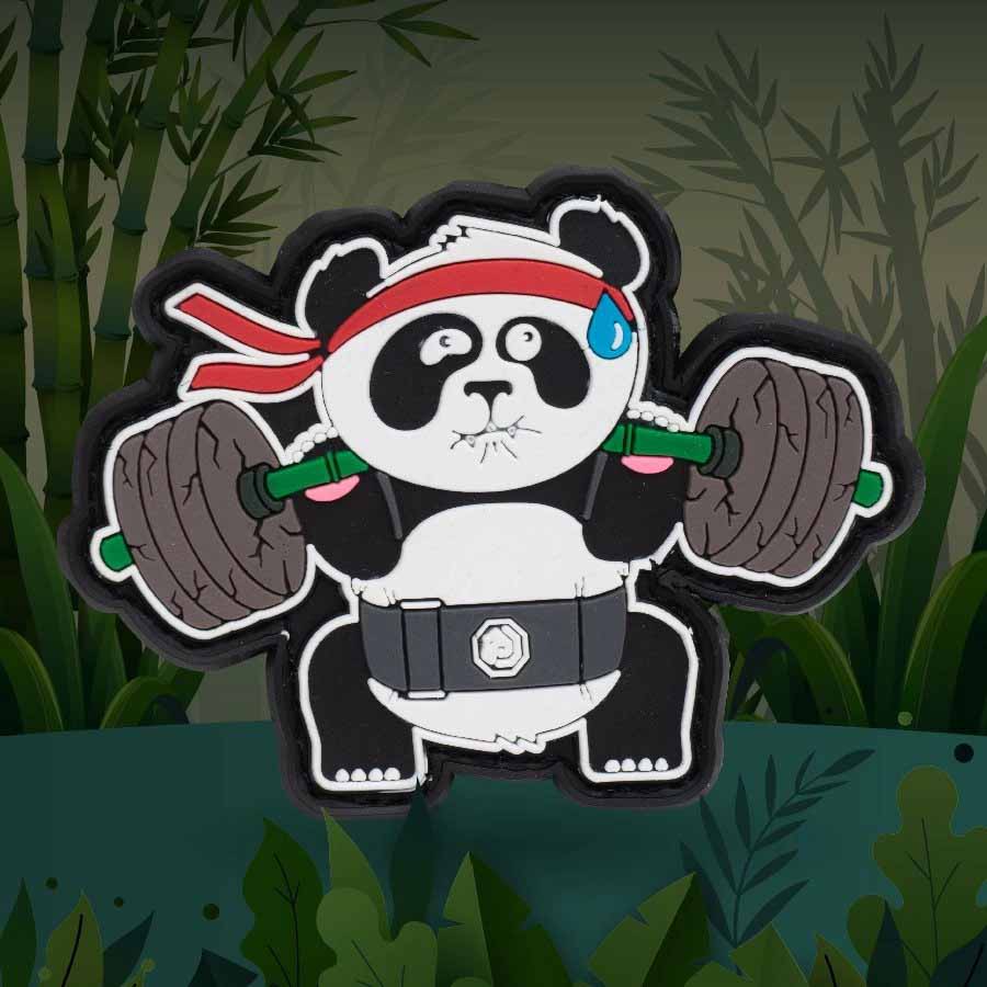 Panda en cuclillas con parche trasero